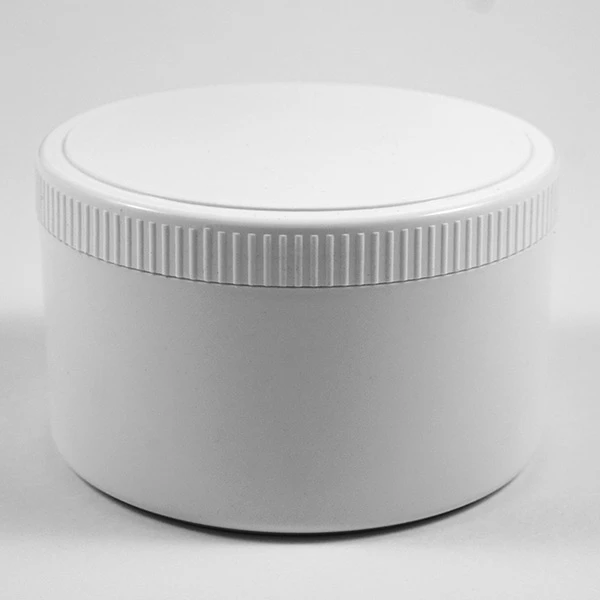 Weiße Kunststoffdose mit Schraubdeckel